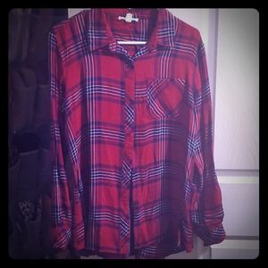 NWOT beachlunchlounge drapey plaid flannel